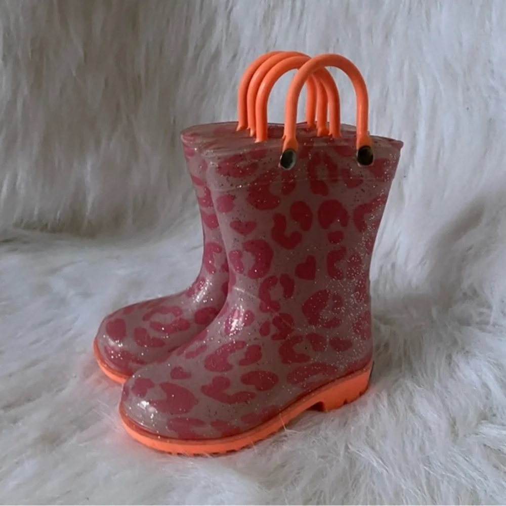 Zoogs Boots Girls‎ Size 5 Rain Slip On Orange-Pink